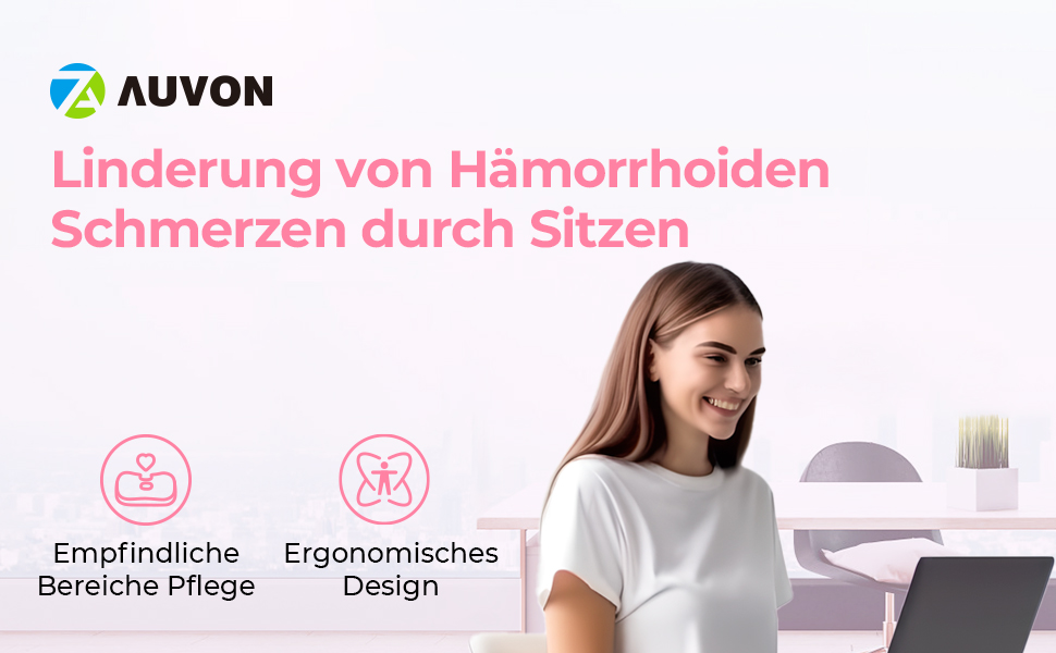 Ортопедична подушка для сидіння AUVON: комфорт при геморої, для офісу, авто, інвалідного візка. Зняття болю при ішіасі та вагітності (рожева)