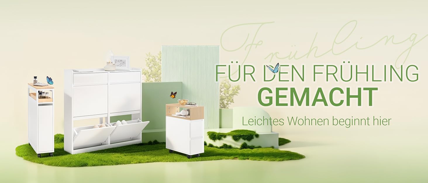 Роликовий контейнер SoBuy з шухлядою та дверцятами: друкарський столик, офісний шафчик, підставка під документи, білий 72x54x40 см, ASK02-W