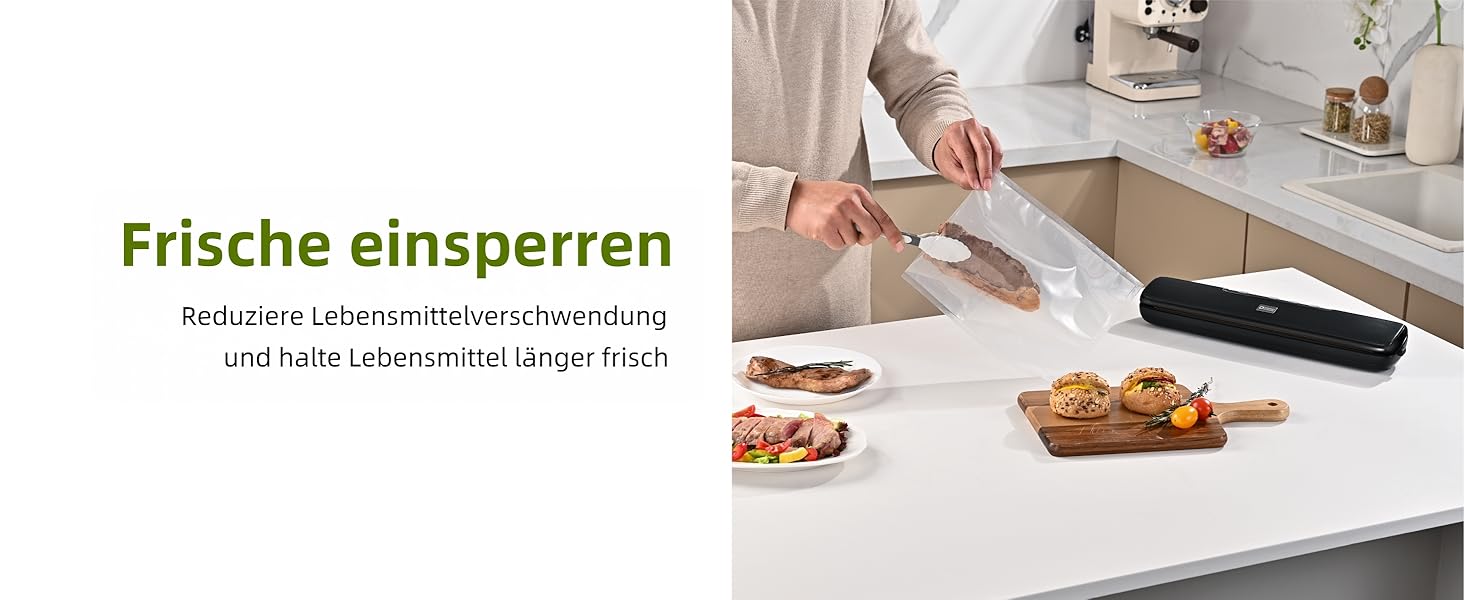 Вакууматор для продуктів 5-в-1 Kitchen in the box – автоматичний вакуумний пакувальник з режимами вологого та сухого запечатування, ширина шва 5 мм, комплект з 15 пакетами та шлангом