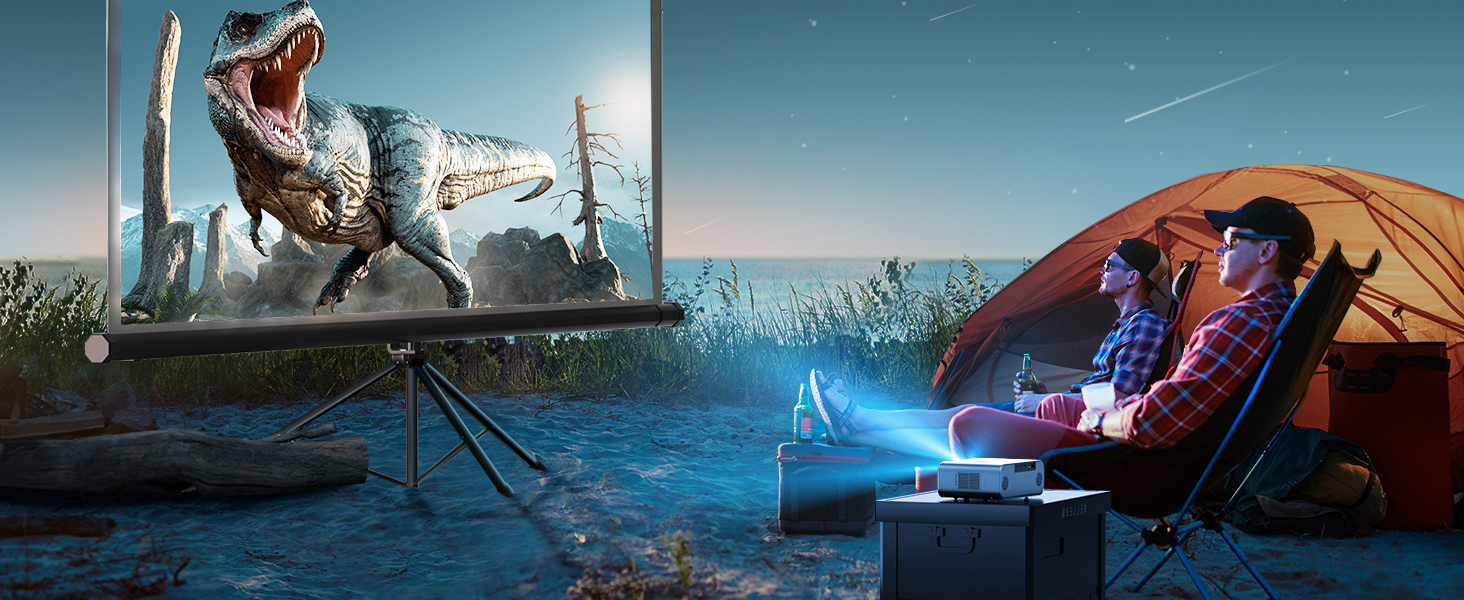 YABER LED проєктор 4K: 1080P Full HD, WiFi6, Bluetooth, автофокус, корекція трапеції. Підтримка PS5, смартфонів, ТВ приставок для домашнього кінотеатру та відпочинку на природі