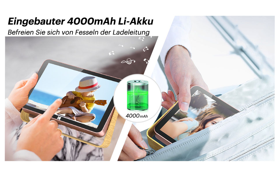 Цифровий фоторамка Kodak 10 дюймів з Wi-Fi, акумулятором та 32 ГБ пам'яті, рожево-золотий, з сенсорним HD IPS екраном, підтримкою фото, відео та музики, можливість ділитися через додаток