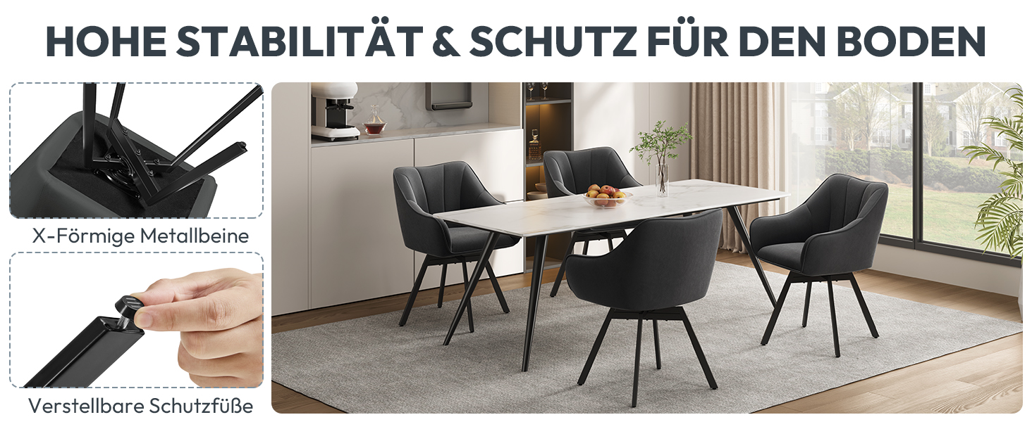 Крісло Yaheetech для кухні/їдальні/вітальні, обертається на 360°, з підлокітниками та металевими ніжками, темно-сірий (2 шт.)