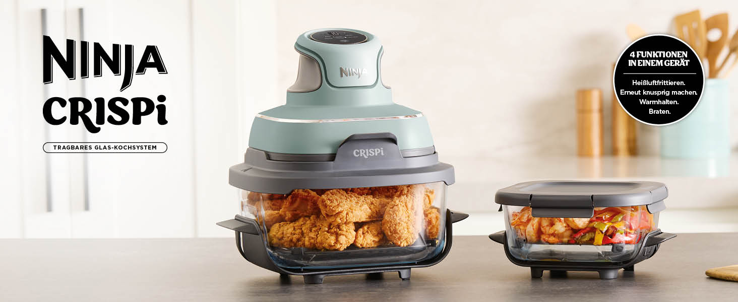 Ninja CRISPi Airfryer: Фритюрниця-конвекційна піч, 3.8 л, 4-в-1, 1700 Вт, Sage (FN101EUSTGD)