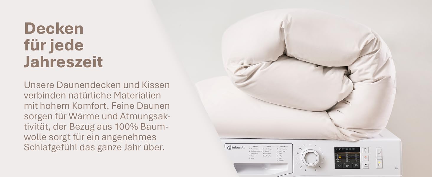 Зимовий ковдрик 135x200 см з пуховою начинкою 1080г - ковдра з бавовняним покриттям, дихаюча та придатна для прання до 60°C, сертифікат Ökotex