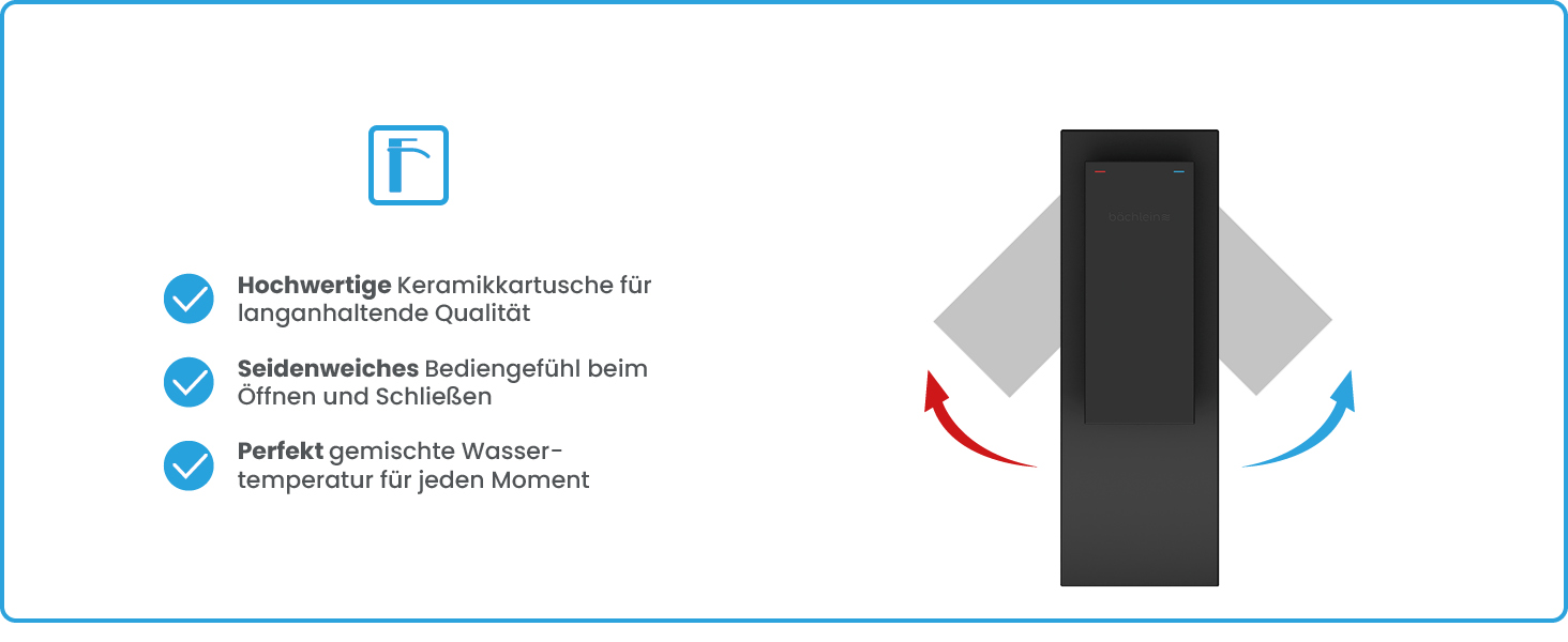 Змішувач для ванної кімнати Bächlein Tamina Waterfall в чорному матовому кольорі, однорідний важіль, керамічна картридж, комплект для монтажу