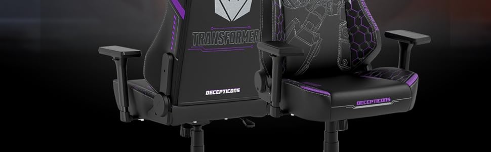 Ігрове крісло NITRO CONCEPTS X1000 - Decepticon Edition - Ергономічне - Регульовані підлокітники - Фіолетовий/Чорний