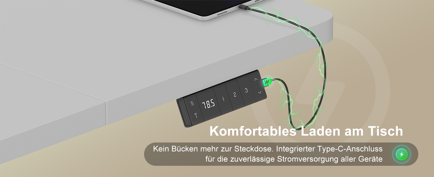 Електричний стіл Devoko 200x80 см з USB-C, білий. Регулювання висоти, комп'ютерний стіл з органайзером для кабелів