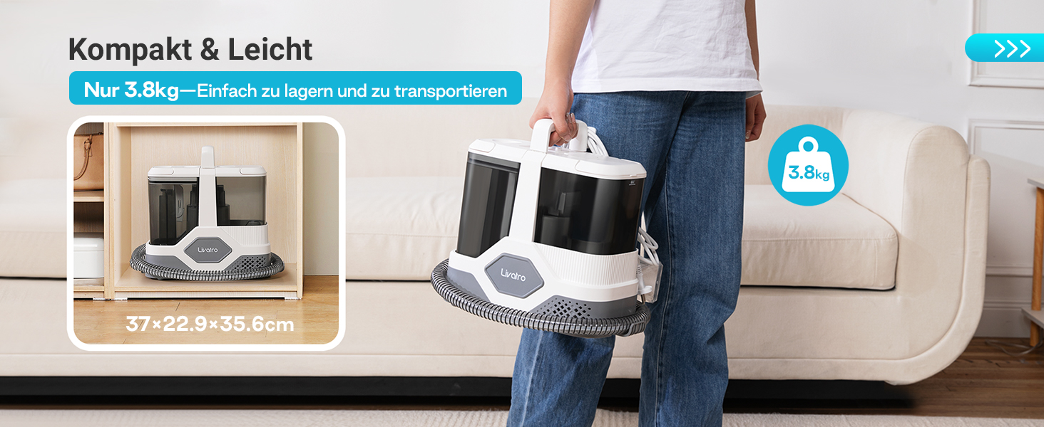 Апарат для чищення м'яких меблів та килимів: потужний волого-пилосос 600W з самоочищенням, об'єм бака 2.3л, 16KPa, для диванів, килимів та меблів.