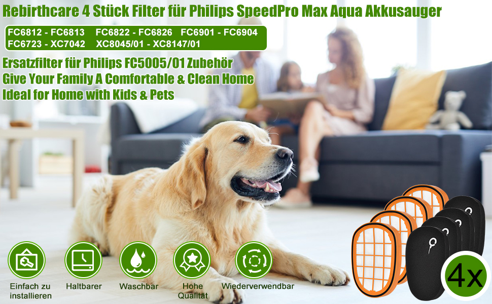 Фільтр Rebirthcare для акумуляторної присоски Philips SpeedPro Max Aqua (4 шт.)