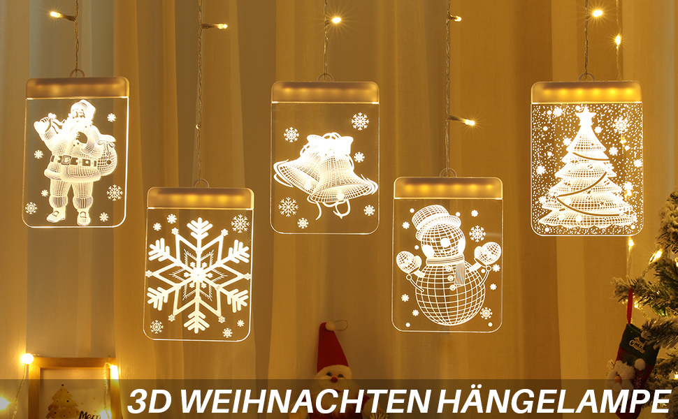 Льоново-новорічна гірлянда-завіса Bloomwin з 120 LED, тепле біле світло, 8 режимів, USB, для декору вікон та інтер'єру (акрил, квадратні)