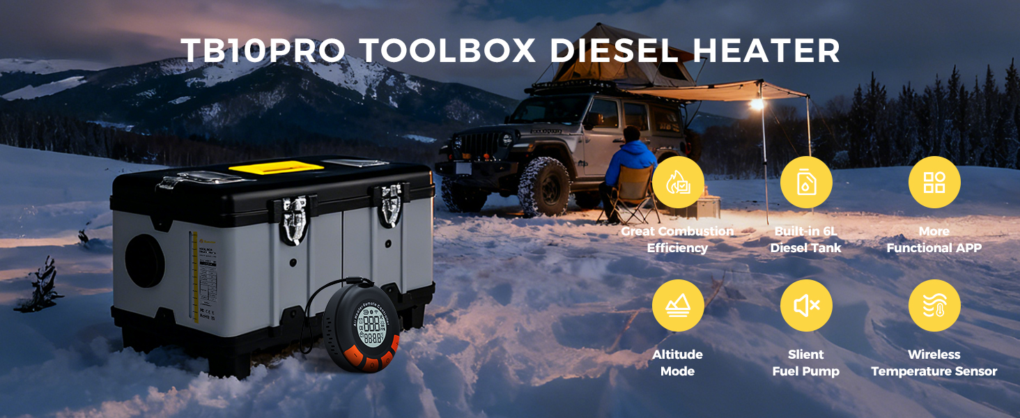 Дизельний опалювач 8kW з Bluetooth, автоматичний старт/стоп, для вантажівок та фургонів (Tb10pro)