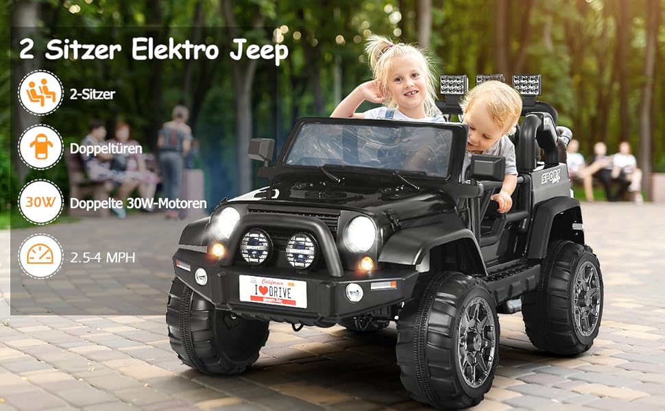 Дитячий електромобіль DREAMADE 12V, двомісний, з пультом ДУ, LED-підсвіткою, музикою, USB, для дітей від 3 років, білий