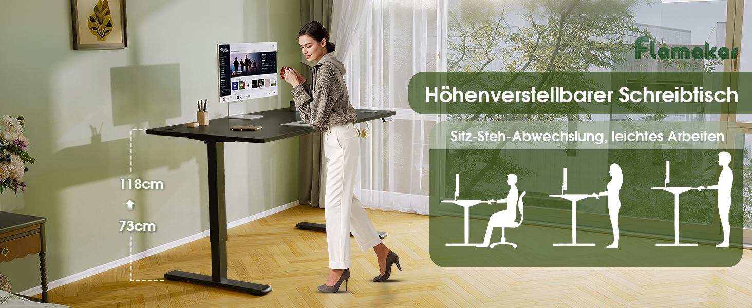 Електричний регульований стіл Flamaker з пам'яттю, ігровий стіл 160x60 см (Бежевий)