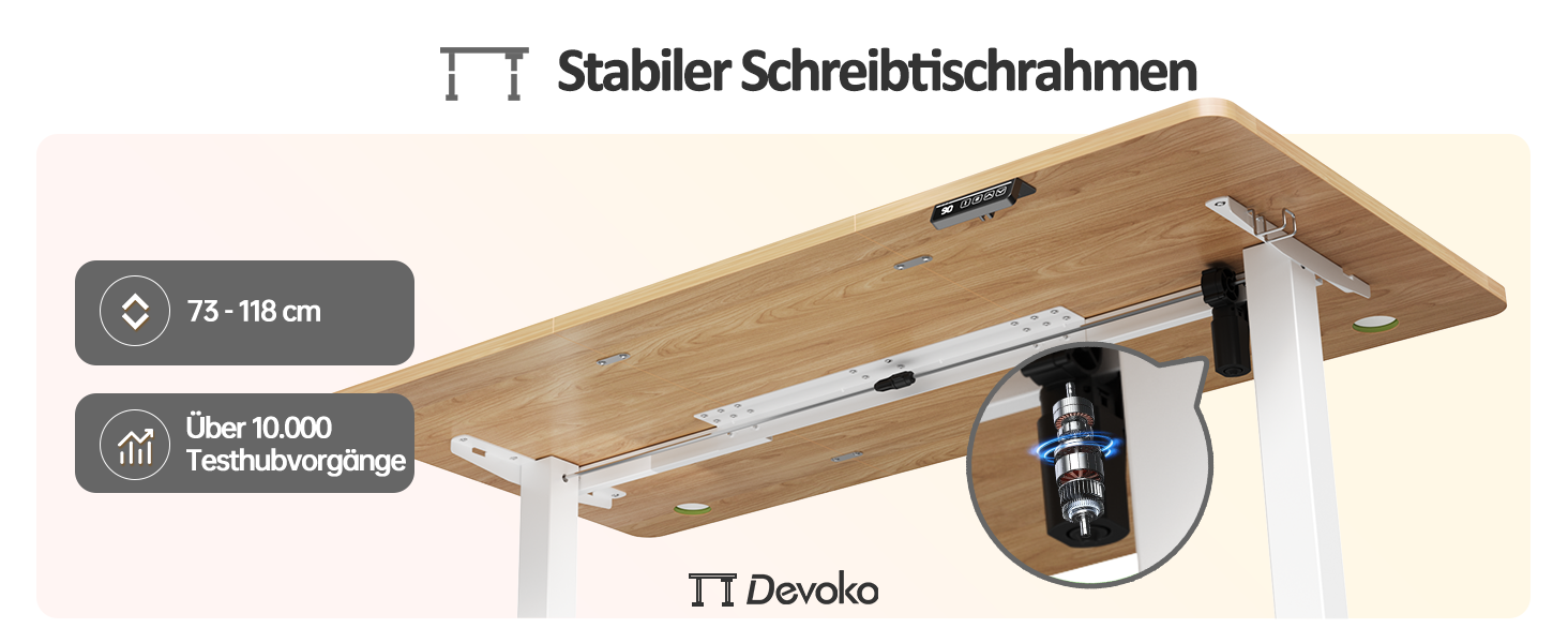 Електричний регульований стіл Devoko 120x60 см: офісний, для комп'ютера, з пам'яттю висоти, стоячий, бежевий