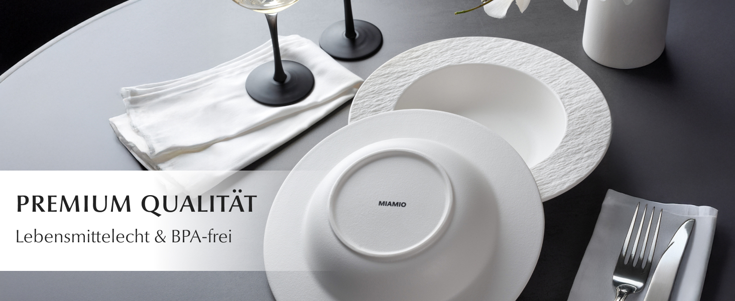 MIAMIO Набір посуду Oasis (20 предметів) - сучасний керамічний сервіз для 4 осіб (тарілки, супові тарілки)