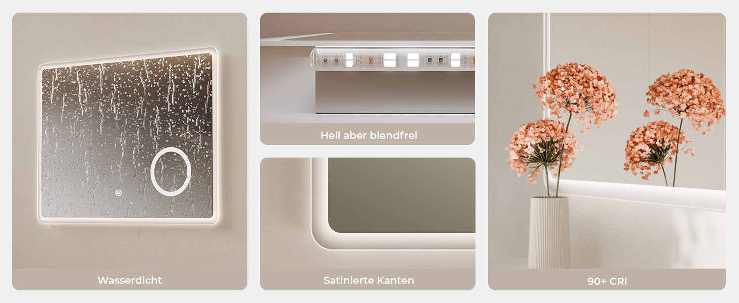 Дзеркало для ванної кімнати S'AFIELINA з підсвічуванням 60x120 см, 3x збільшення, сенсорне керування, IP44, 6500K, холодний білий світ