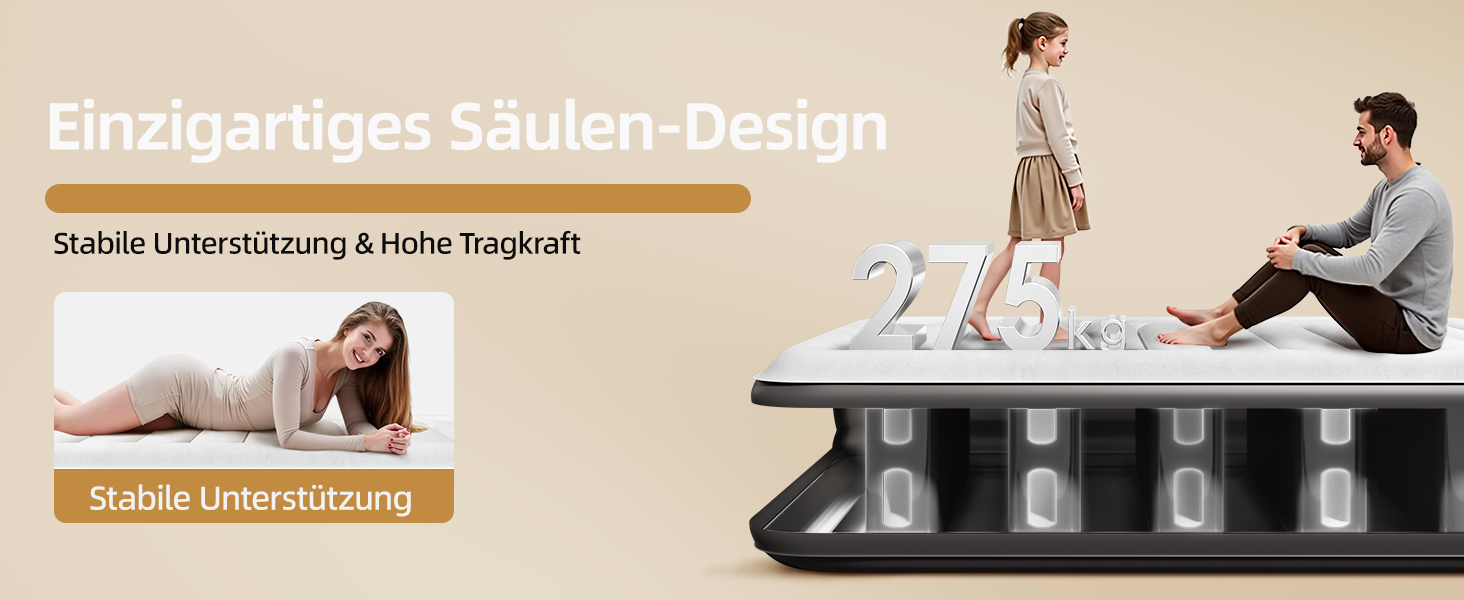 Надувне ліжко CHILLSUN® з електричним насосом, 203x152x46 см, водонепроникна поверхня, для кемпінгу та гостей (подвійне)