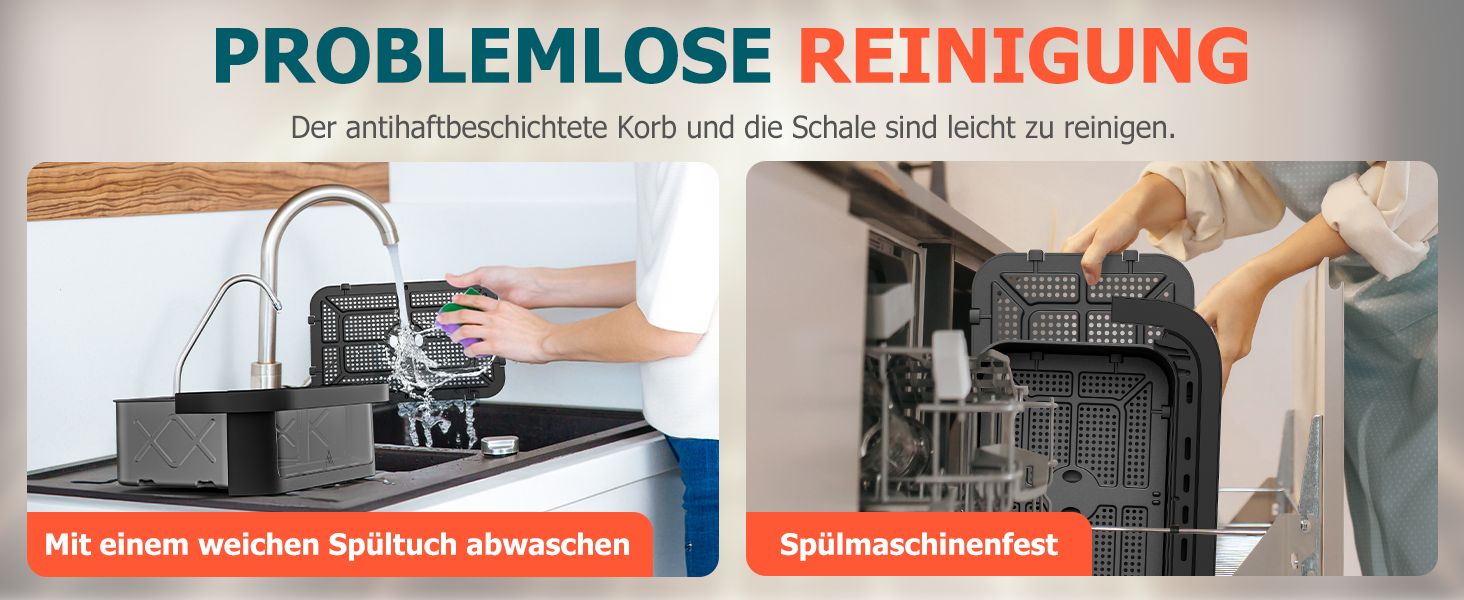 Фритюрниця без олії Heißluftfritteuse Double Stack 12L з подвійними камерами, 10 програм, сенсорний екран, таймер, чорна