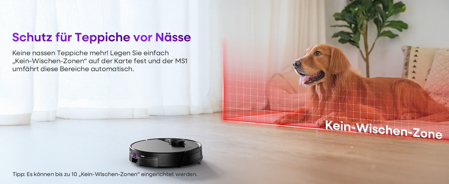 Робот-пилосос MONSGA з функцією миття, 5000Pa, час роботи 180 хв, система захисту від ковтунів, LiDAR навігація, для килимів та шерсті тварин, керування через додаток та пульт (чорний)