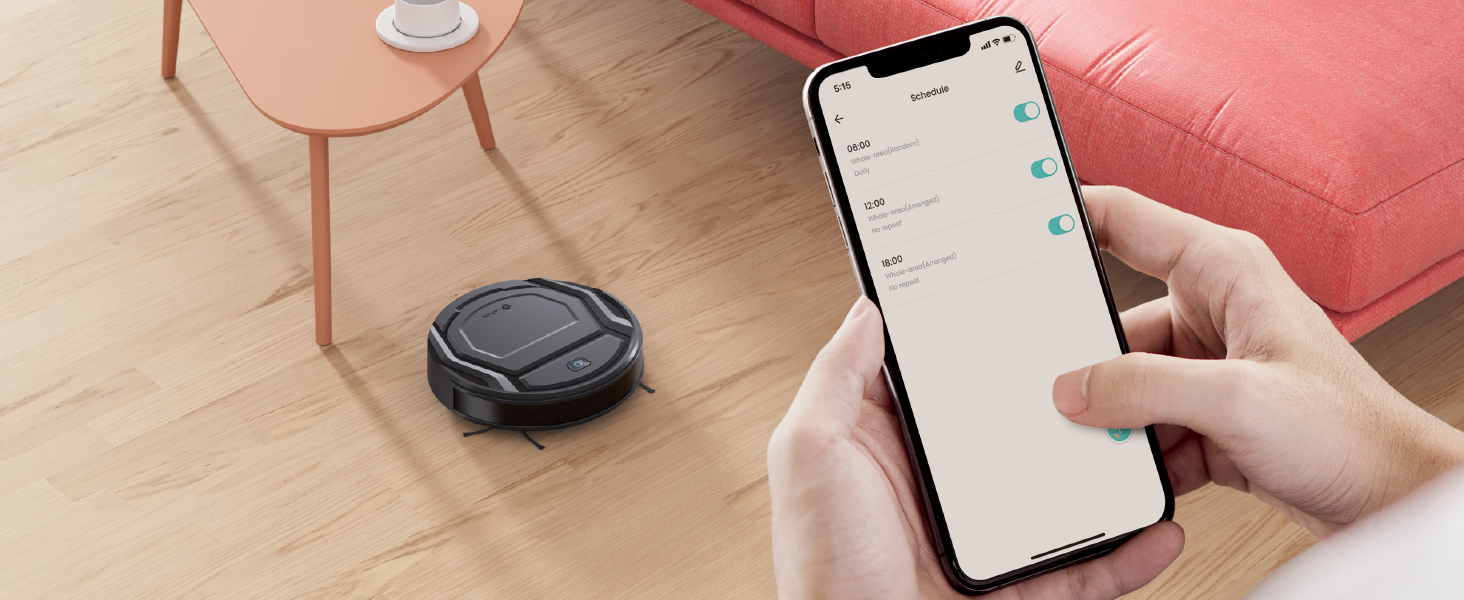 Робот-пилосос LEFANT M210P: 2200Pa, Wi-Fi, Bluetooth, 6 режимів, для твердих підлог та шерсті тварин