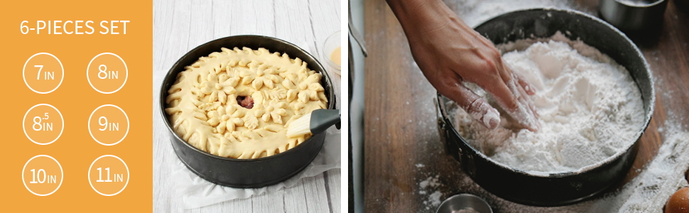 Набір форм для випічки ZOENHOU (6 шт.) - Antihaft, виймальний дно, діаметри 10.2-27.9 см