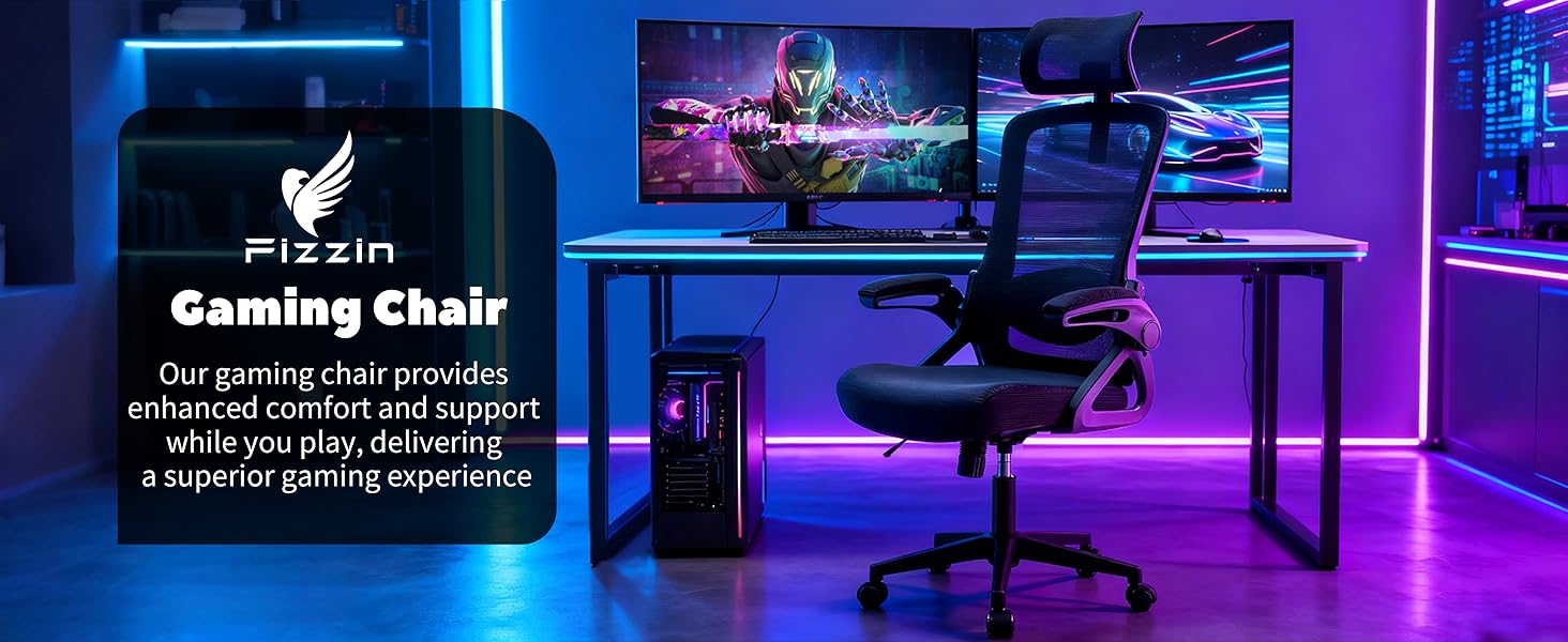 Ергономічне крісло для офісу Fizzin, комп'ютерне крісло з регульованою поперековою підтримкою, дихаюча сітчаста спинка, посилене сидіння, зручне крісло для дому та офісу (Рожевий) (Чорний)