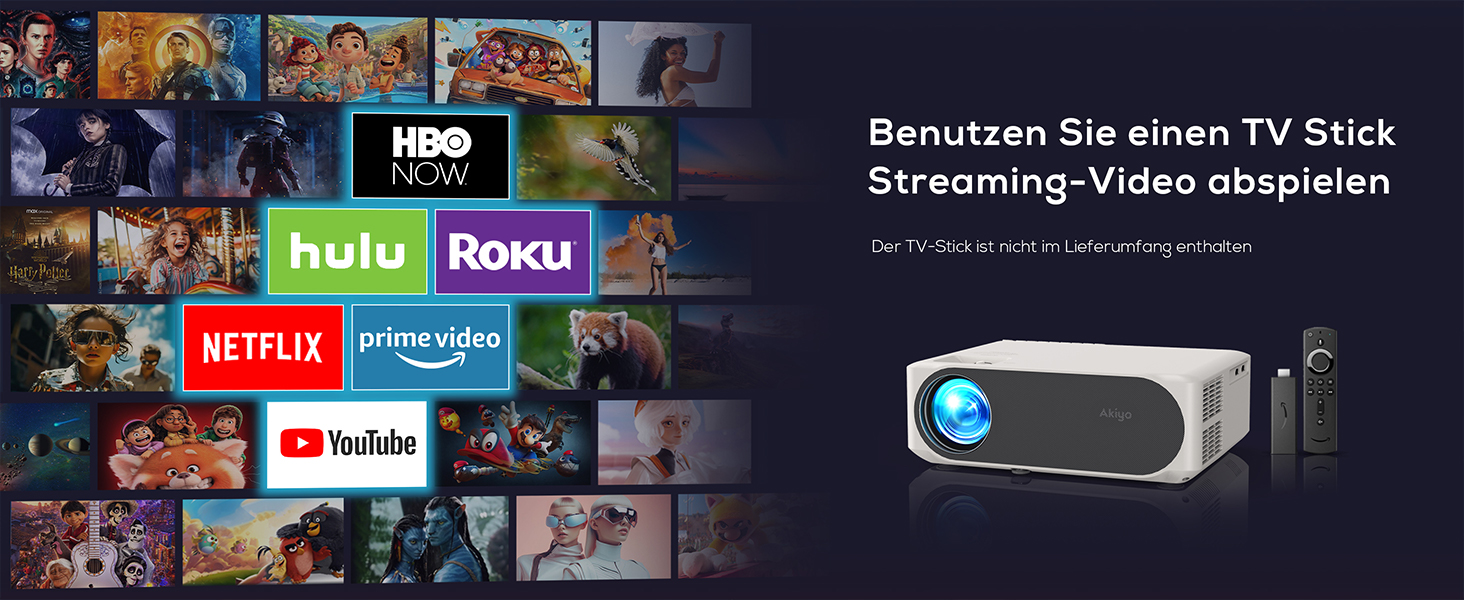 Проектор AKIYO O8 WiFi Full HD 1080P: портативний відеопроектор для дому та на вулицю, сумісний з iOS/Android/PC/USB