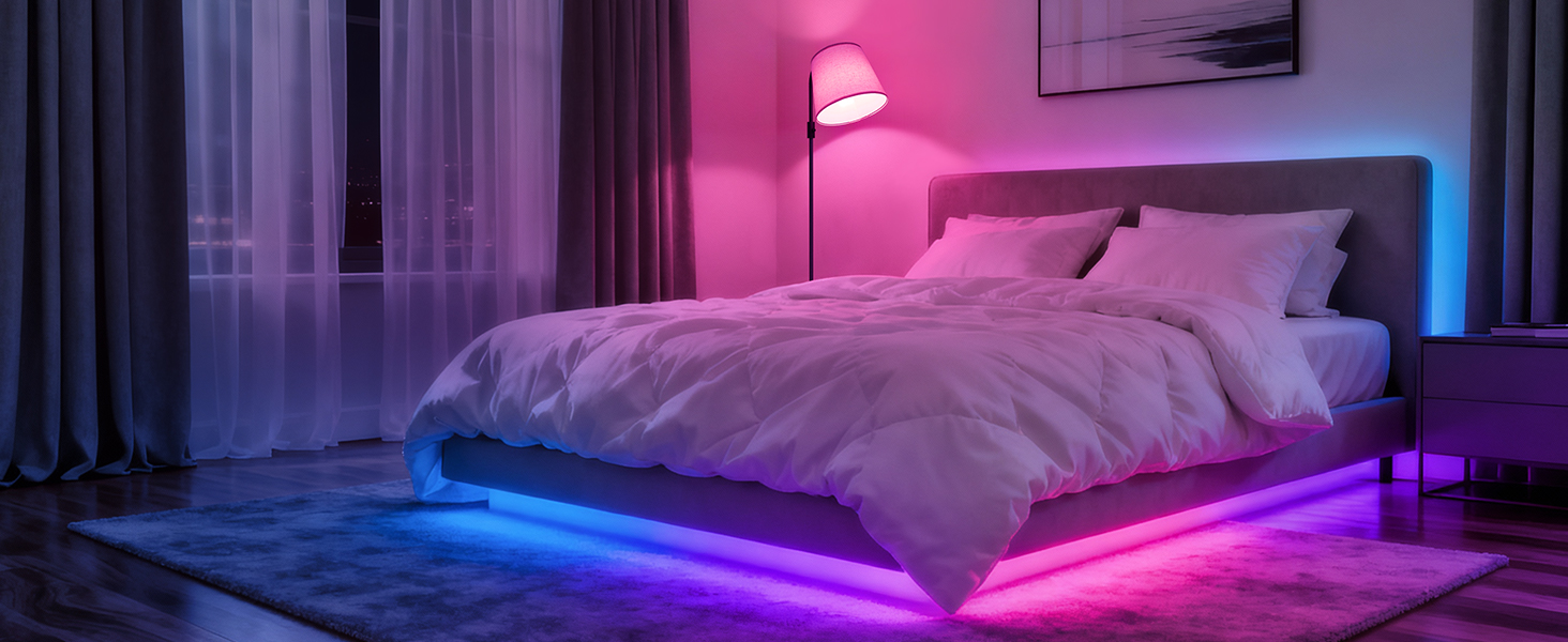 Світлодіодна торшер DUSKTEC RGB для вітальні, смарт-лампа з димером, керування через додаток, тепле та холодне біле світло, 10W, 1200LM, аркова лампа для читання, приліжкова лампа