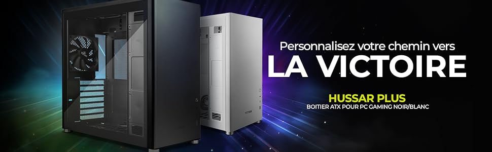 YEYIAN Hussar Plus Full Tower корпус для ПК з прозорою скляною боковиною, сумісний з ATX, Micro ATX, Mini ITX, з вентилятором 120 мм