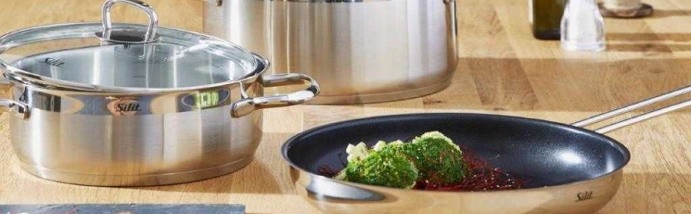 Набір каструль Silit Toskana Induktion 4 шт. з нержавіючої сталі, з кришкою з термостійкого скла, антипригарне покриття відсутнє