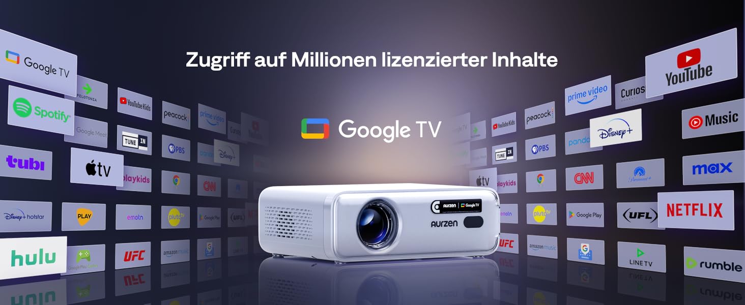 Aurzen Eazze D1 Smart Beamer: 4K проєктор для дому з Wi-Fi, Bluetooth, Netflix, Dolby Audio, автофокусом та корекцією трапеції. Підтримує Full HD 1080P. Білий (GTV)