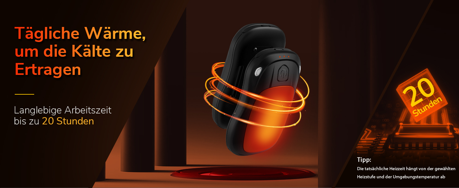 Електричний гріє для рук, перезаряджуваний, USB, набір 2 шт. для чоловіків та жінок (помаранчевий)