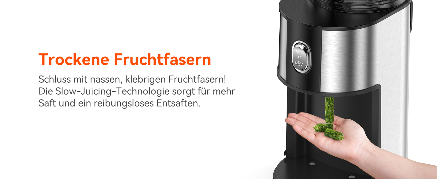 Шовковий відцентровий соковичавник - переможець тесту, для цілих овочів та фруктів, 130 мм завантажувальний отвір, 1.8л, BPA-free, 250W, функція зворотного ходу, легке очищення, нержавіюча сталь, чорний