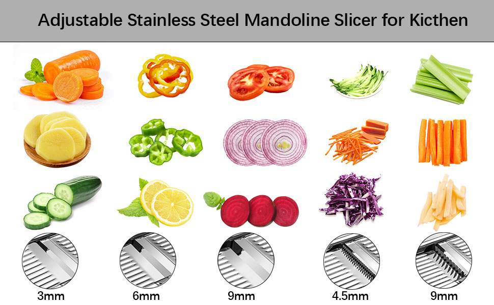 Мандоліна для нарізки овочів, овочевий слайсер, нарізчик картоплі, слайсер для кухні з нержавіючої сталі, набір для нарізки овочів, цибулі, помідорів, Julienne, захисні рукавички