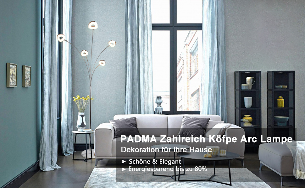 Світлодіодний торшер PADMA Modern Dimmable 5-Flame, Поворотний, 1600LM, Теплий білий для вітальні/офісу