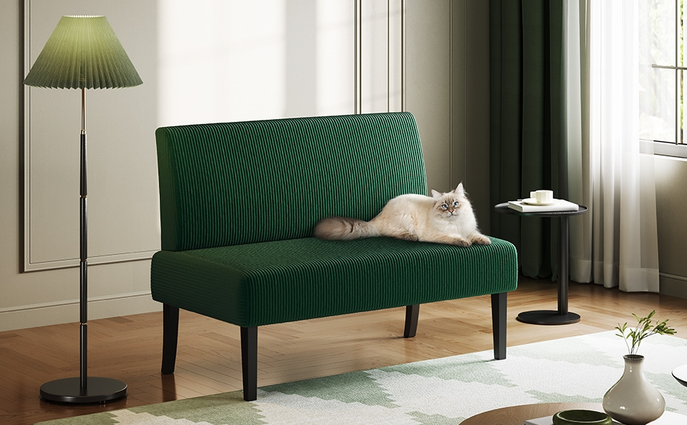 Диван-лавка Yaheetech на 2 місця, зелений, без підлокітників, для вітальні/коридору/офісу