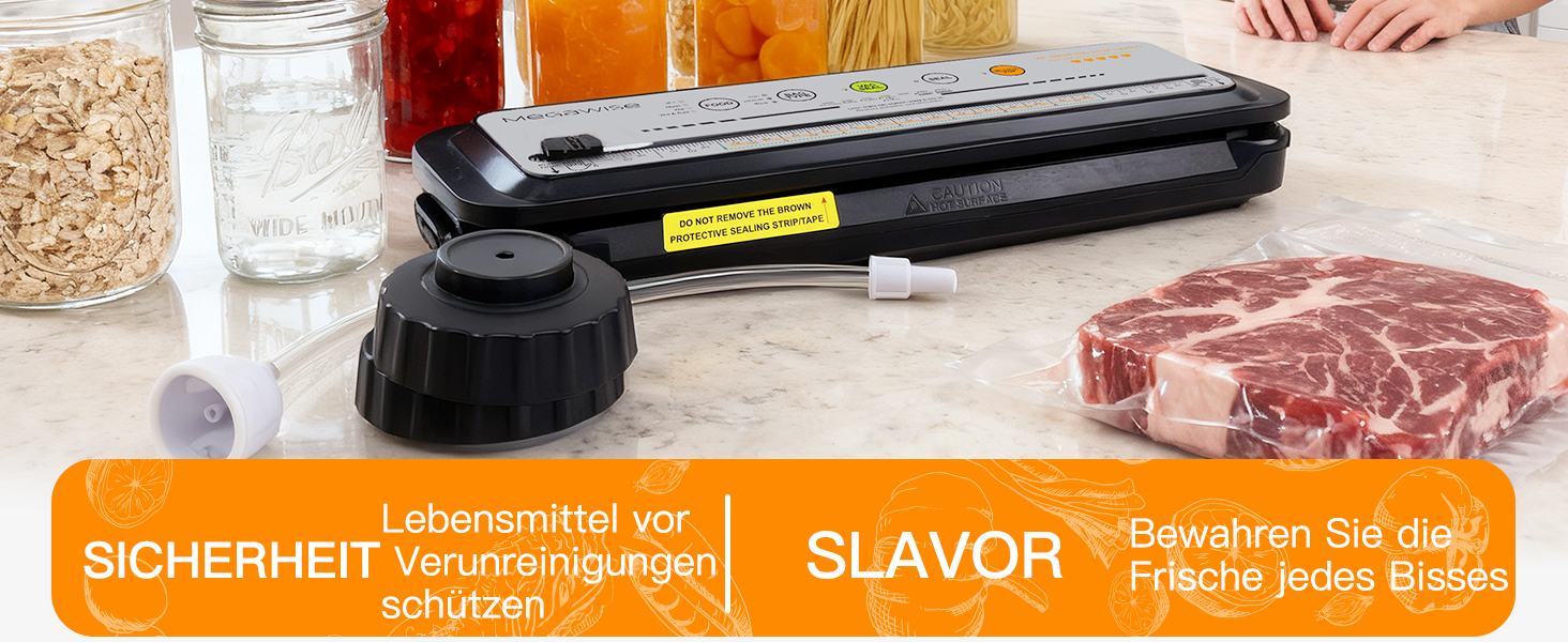 Вакууматор MegaWise — потужний компактний вакуумний пакувальник для продуктів з автоматичним режимом One-Touch, сріблястий