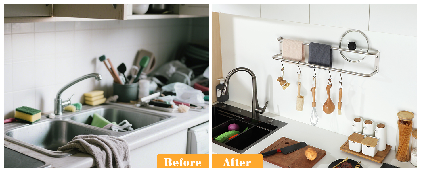 Тримач для рушників подвійний з нержавіючої сталі 304, 80 см, для ванної кімнати та кухні