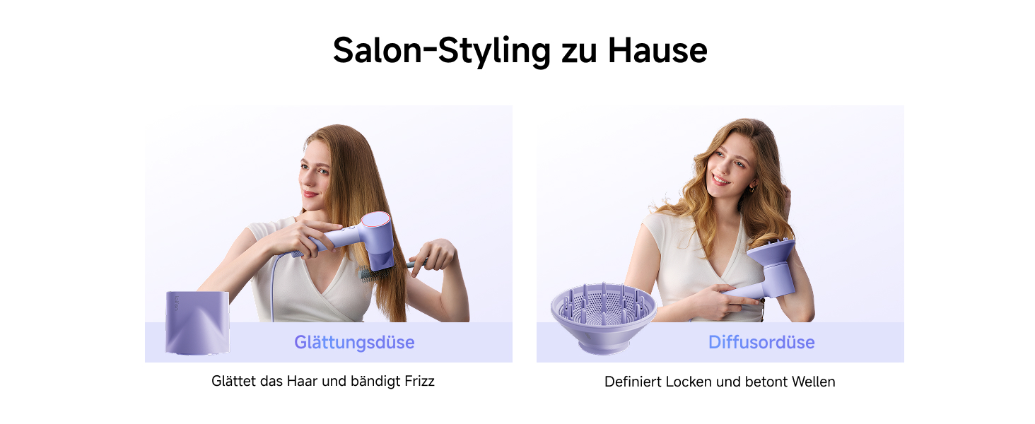 Високошвидкісний фен для волосся Laifen Neo з безщітковим двигуном 110 000 об/хв, 200 млн негативних іонів та 2 магнітними насадками, Фіолетовий