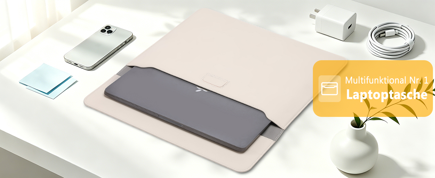 Чохол-сумка для ноутбука HYZUO 15 дюймів з підставкою для MacBook, бежевий