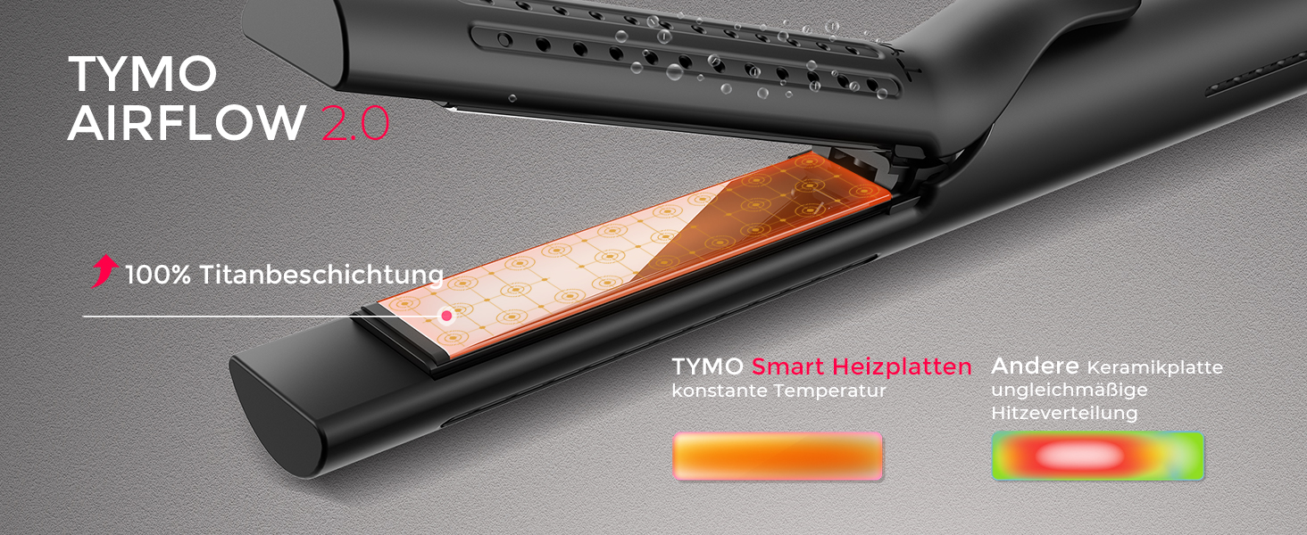 TYMO Airflow 2-в-1: праска для вирівнювання та завивки волосся з іонізацією, 32 мм, чорний