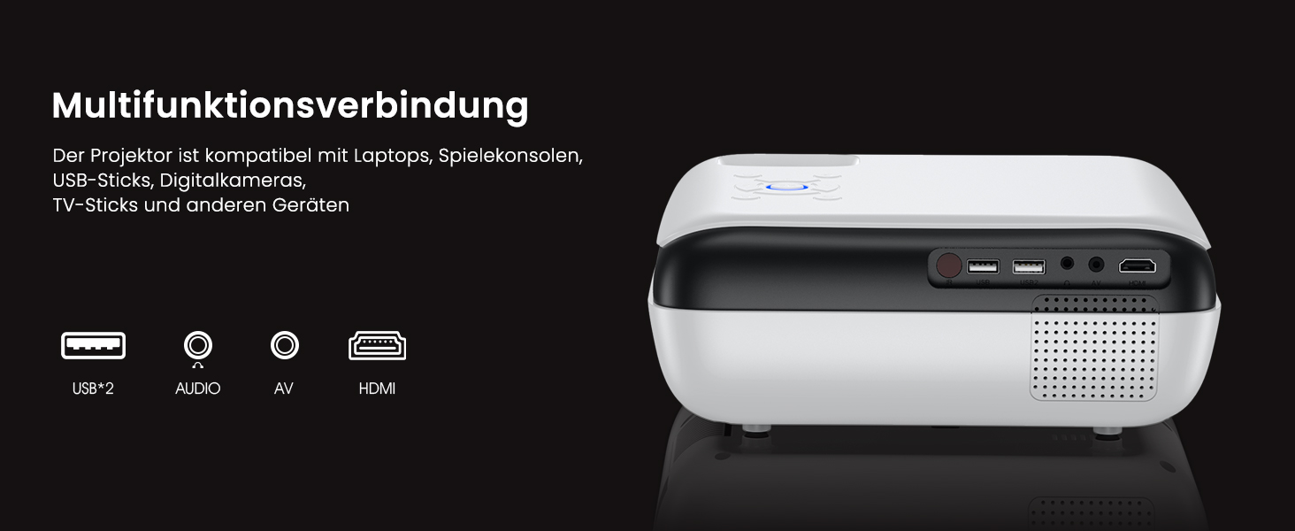 HOPVISION Міні проєктор 4K, 1080P Full HD, 13000 люменів. Підтримка Bluetooth, для Fire Stick/PS5/Smartphone/TV. Портативний проєктор для дому та на вулицю