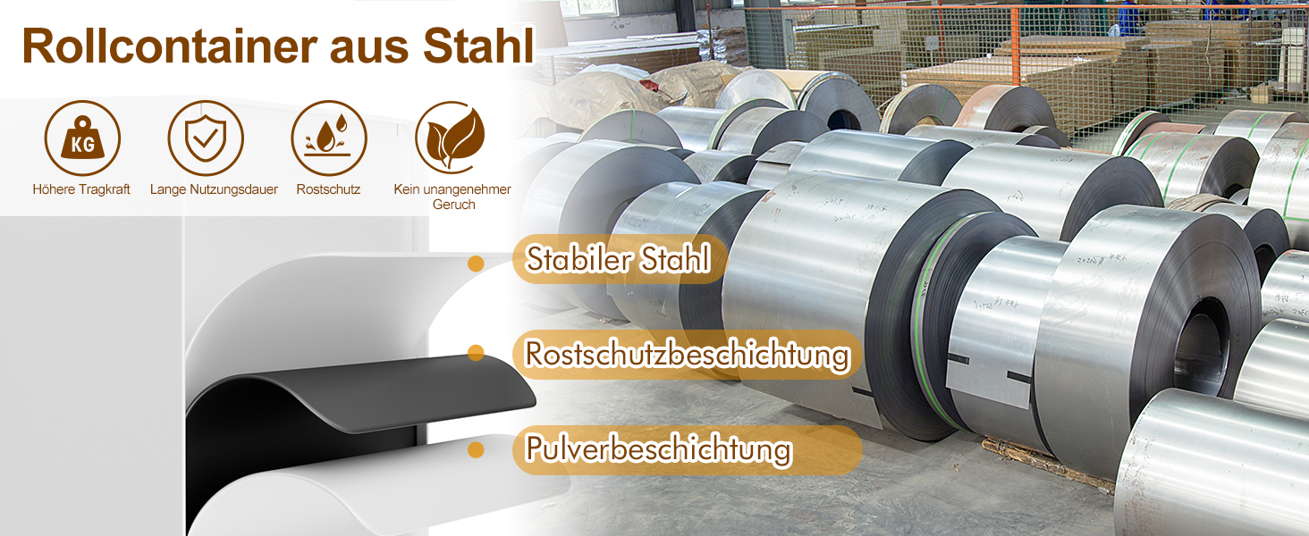 Роликовий контейнер HOMSTEEL з замком, 3 висувні ящики, стіл для принтера, білий, 46x30x54 см