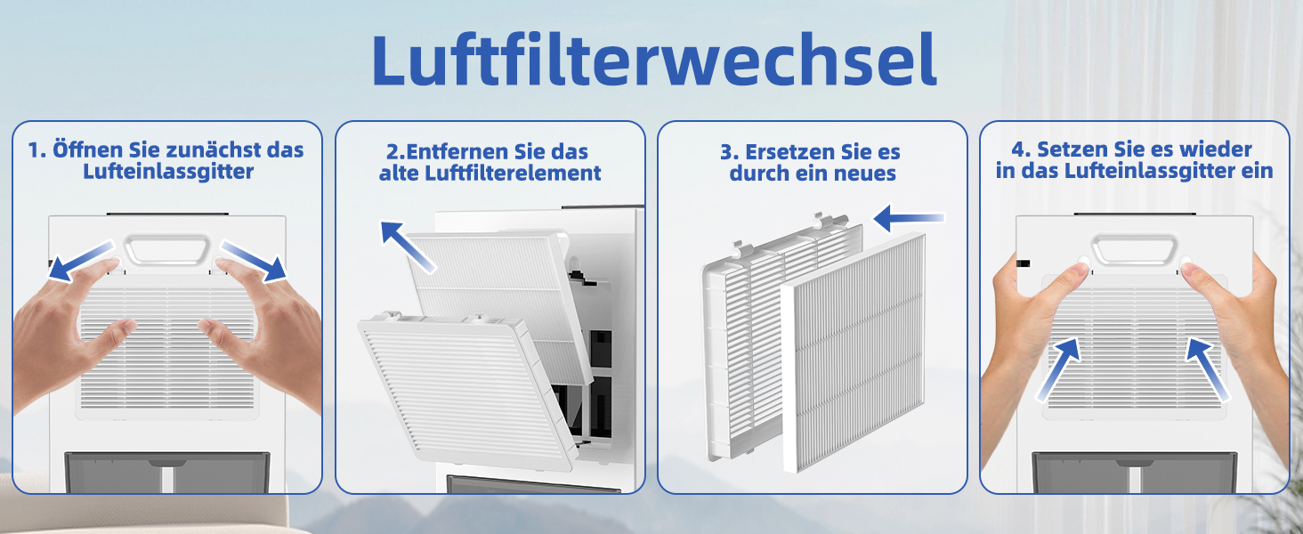 Електричний осушувач повітря 2700 мл з фільтром, тихий (28 дБ), з нічним режимом та 7 кольорами, білий