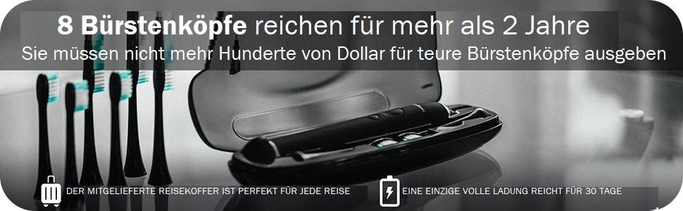 Електрична зубна щітка Aquasonic Black Series Ultra - 8 насадок, кейс, бездротова зарядка, 4 режими, таймер