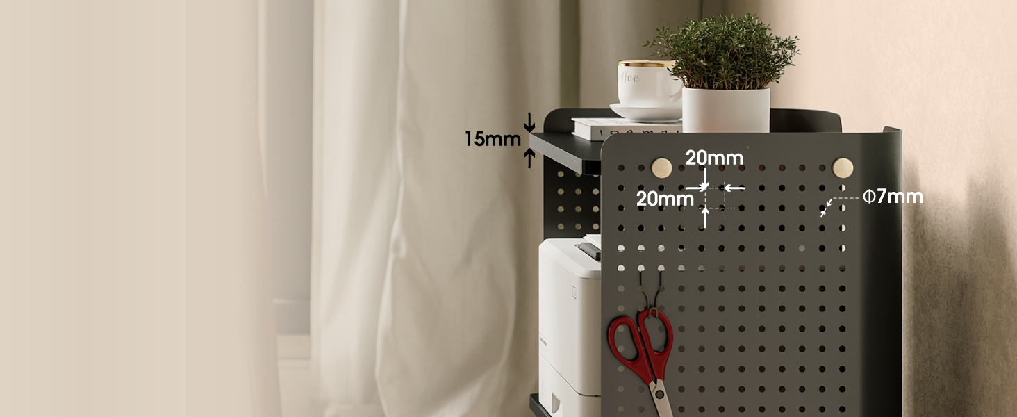 Стіл для принтера Fenge на коліщатках з органайзером та полицями, 45.3x33.5x53.5 см (Чорний)