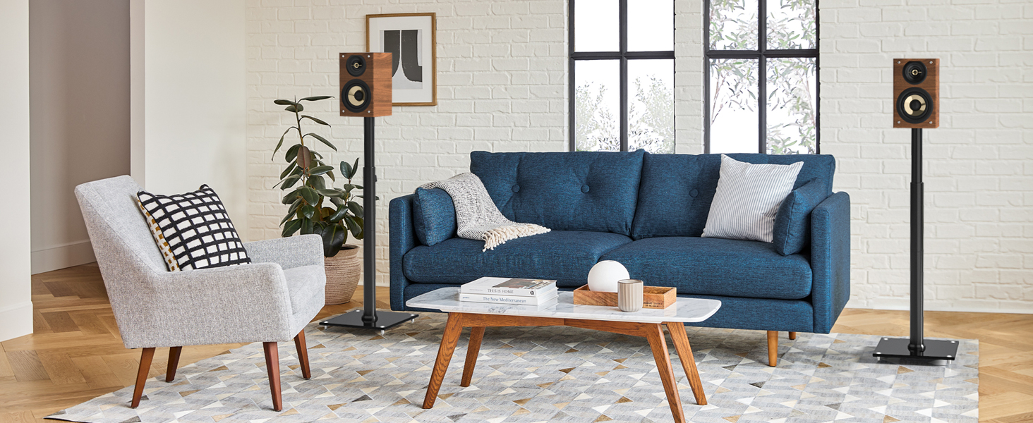 Підставка для колонок 5Rcom з кабелепроводом, регульована по висоті, пара. Підходить для саундбарів, студійних моніторів та колонок. Максимальне навантаження: 5 кг