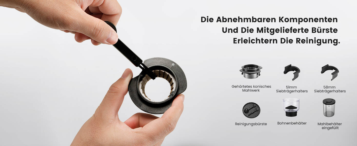 Електрична кавомолка Gevi з жерновами, для еспресо, 35 ступенів помолу, 51/58 мм портафільтр