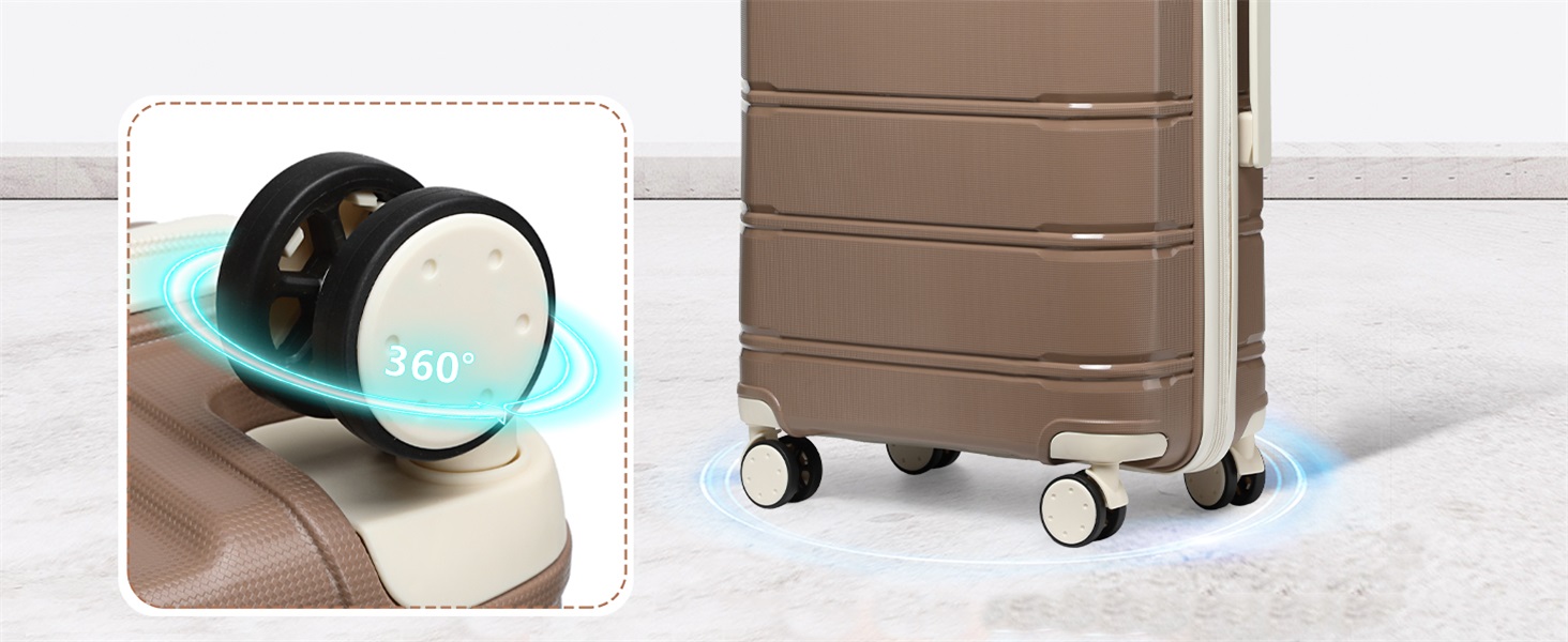 Набір валіз Joyway 3 в 1 з жорстким корпусом, 4 колеса, TSA-замок, косметичка та сумка, коричнево-білий, ручна поклажа