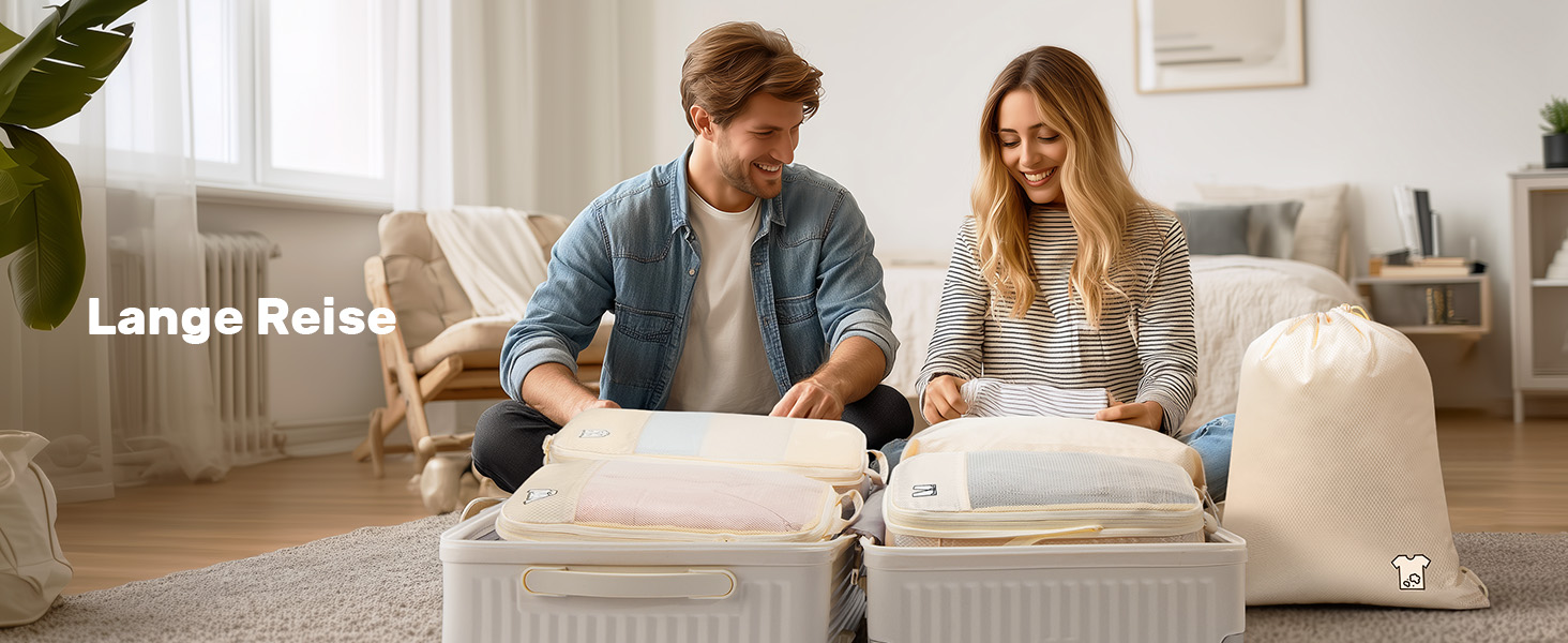 Набір компресійних органайзерів для подорожей та валіз 8 предметів, сумки-пакувальники для одягу в рюкзак, лимонно-жовті